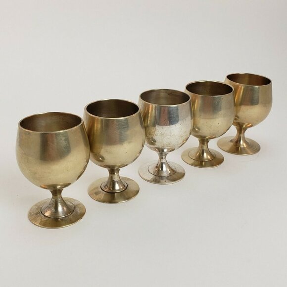 Leonard Silver Plate Goblet Lot Liqueur Snifter Cordial Shot Mini Glass Cup EPNS - Picture 5 of 11